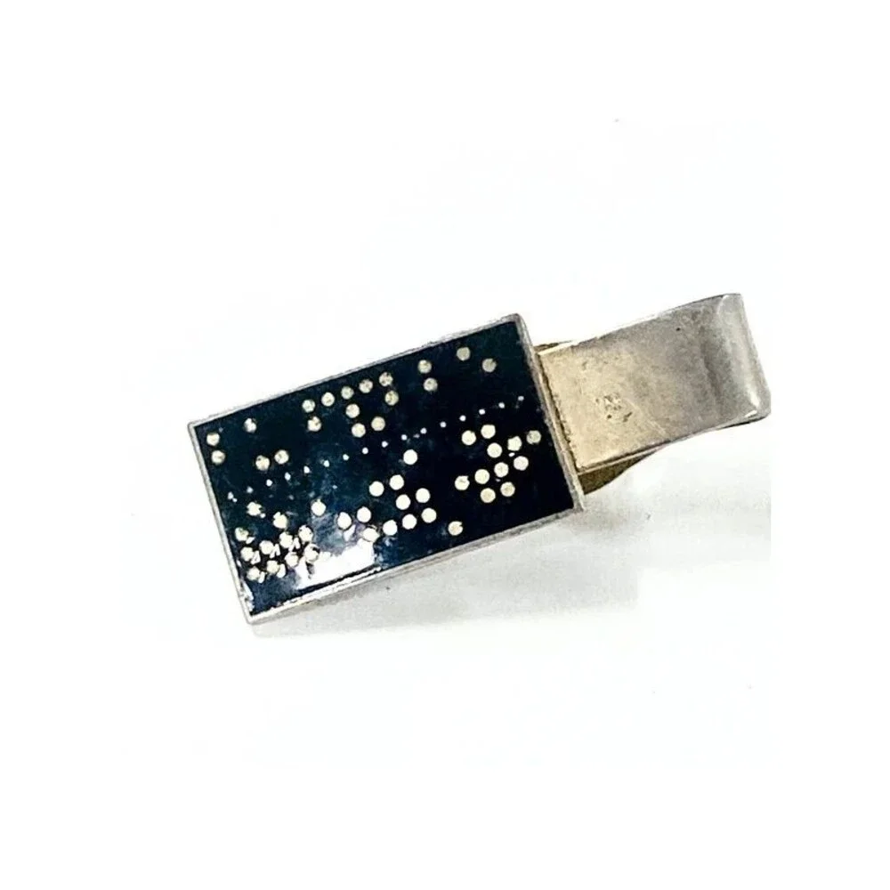 Vintage Robbins Co Attleboro Computer Punch Card IBM Tie Clip Mid Century